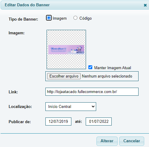 Utilitários: Cadastrando/editando Banners