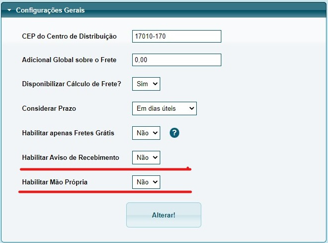 Melhor Envios - Configuração
