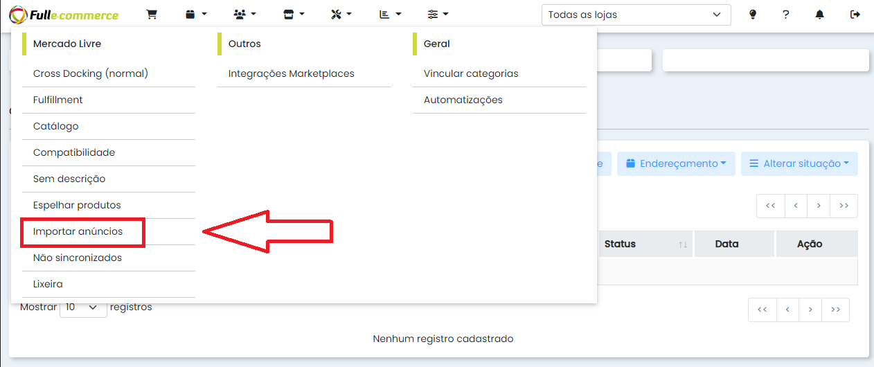 Importando Produtos do Mercado livre - Novo Painel