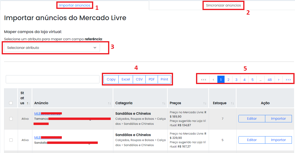 Importando Produtos do Mercado livre - Novo Painel