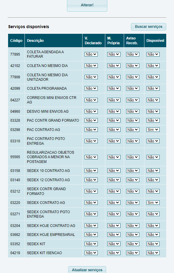 Utilizando os Correios em nossa plataforma